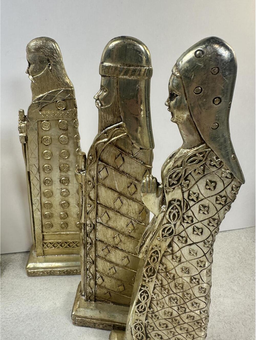 VTG Nativity Scene Figurines Set Of 6 Gold Tone Christmas Decor Crèche - Picture 4 of 9